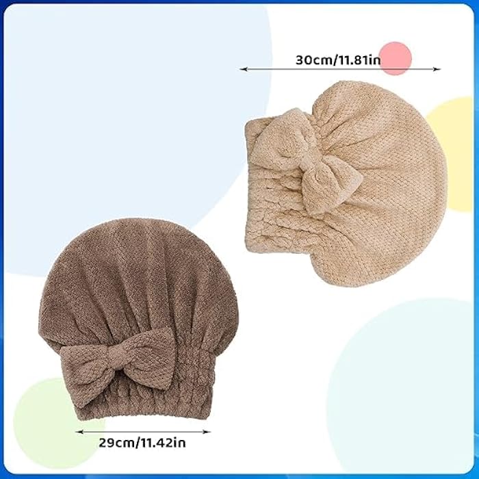 Microfiber Hair Drying Towels, Super Absorbent Hair Towel Wrap Cap and Towel, Quick Drying for Wet Curly Long Thick Hair, Perfect for Beach, Bath, Salon (2 Pack) k - Image 4